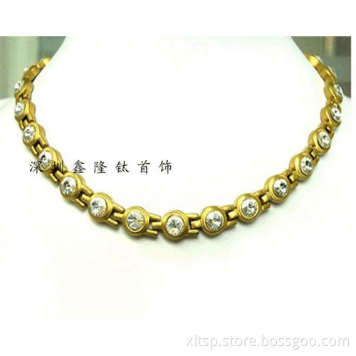 TT80 Gold Diamond Ball Necklace in Stainless Steel (vacuum plating)